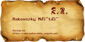 Rakovszky Máté névjegykártya